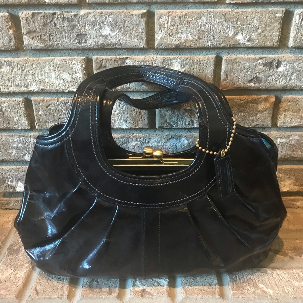 Coach black patent leather purse